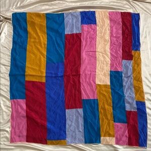 Echo Square Silk Scarf | Textured Color block Silk Scarf